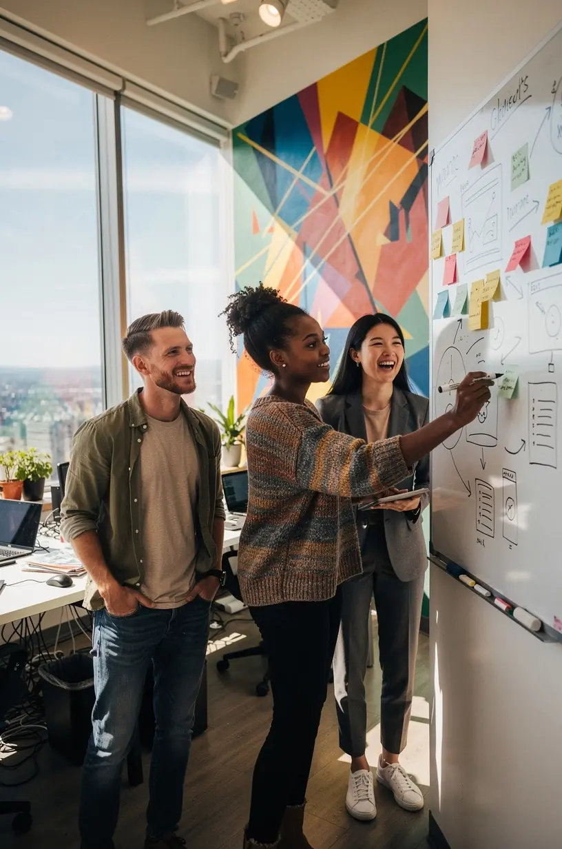 People collaborating at a knowledge-sharing event.